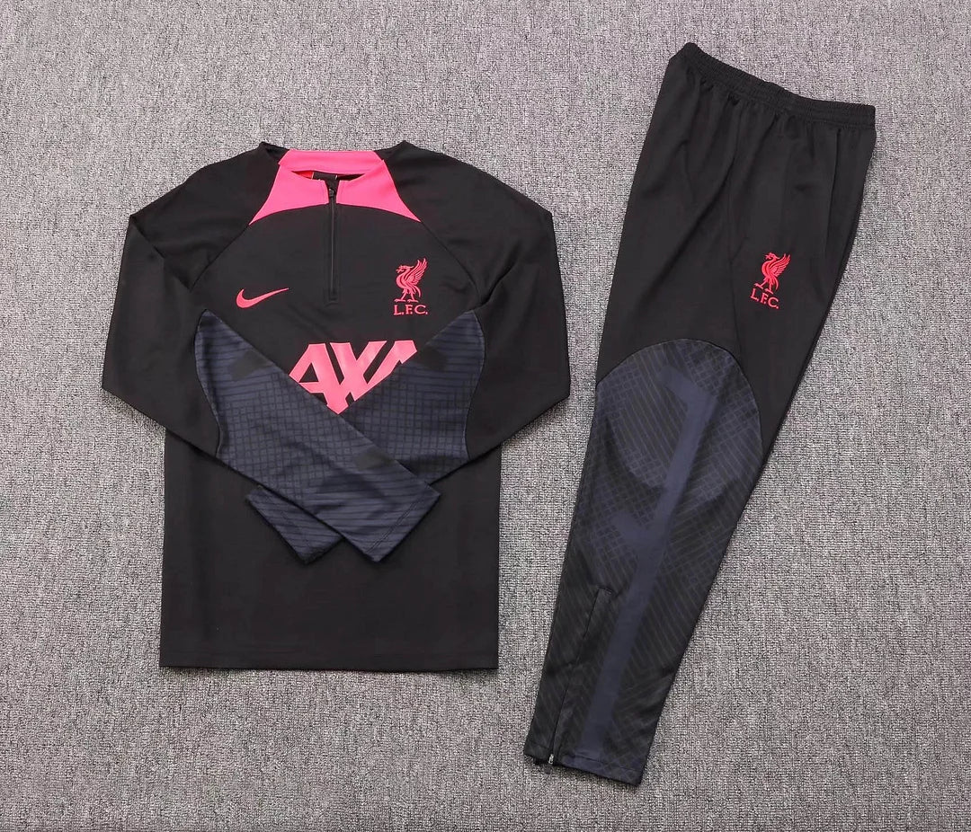Liverpool Half-Zip Tracksuit Black/Pink