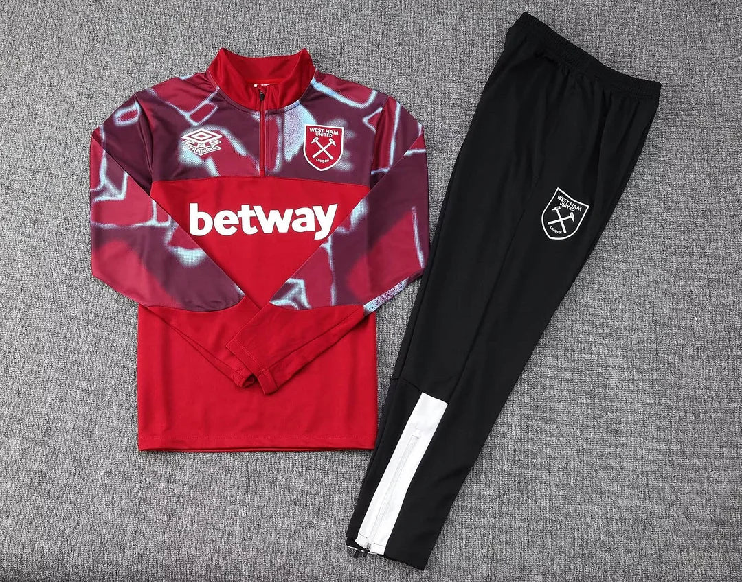West Ham Half Zip Tracksuit Red