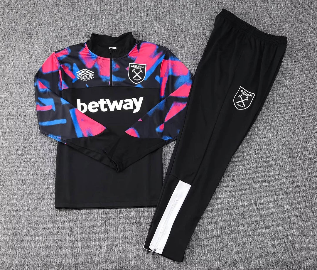 West Ham Half Zip Tracksuit Black