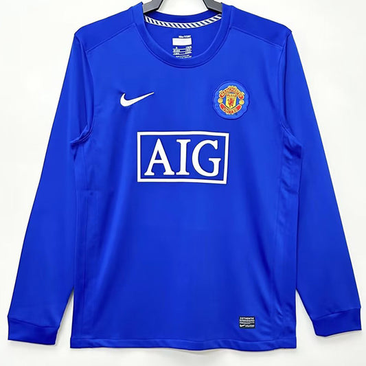 Manchester United 2007/2008 Retro Kit Long Sleeve Blue