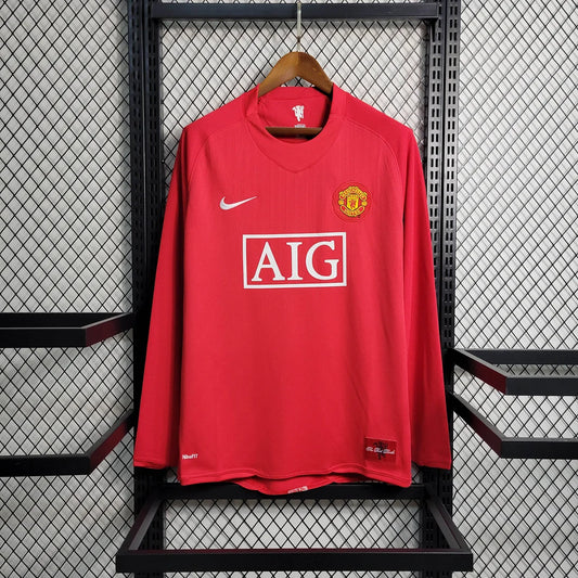Manchester United 2007-2008 Retro Longsleeve Home Kit